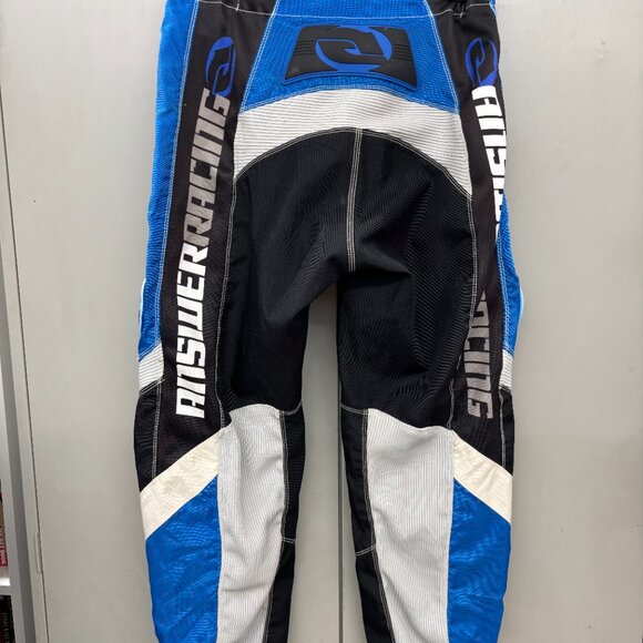 Answer Racing Syncron MX Dirt Bike Pants Sz 30 Black Blue White Adjustable - Picture 2 of 14